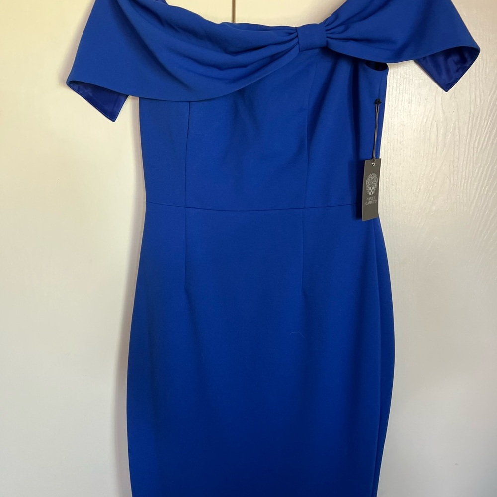 Vince Camuto Blue One Shoulder Cocktail Dress